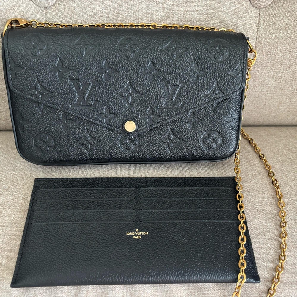 Louis Vuitton Black and Gold Felicie Pochette